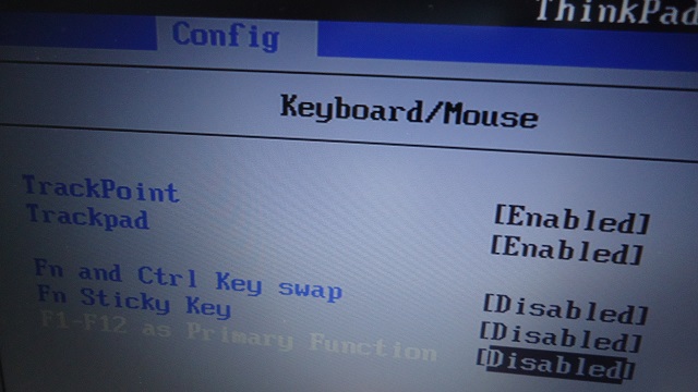 ThinkPad X260 F1～F12キーの既定値を入れ替える方法