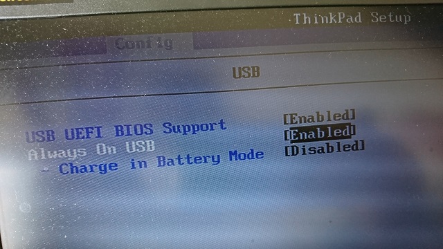ThinkPad X260 USBを常時給電にする設定（Always On USB）