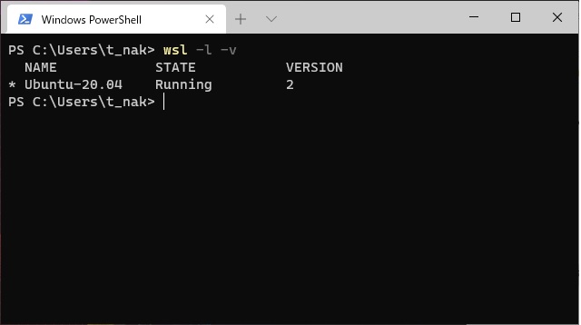 WSLでUbuntuの状態を確認する手順（WSL2）