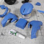 3Dプリント ザクヘッドを改造してグフヘッド製作日誌（番外編８日目）ダイソーの瞬間接着剤でパーツの固定