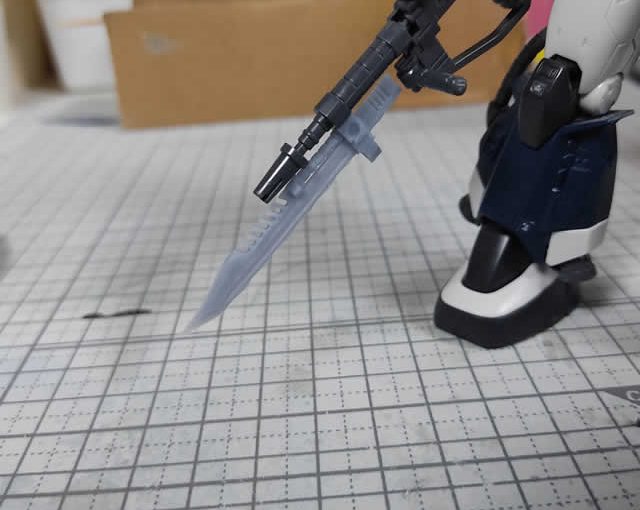 3Dプリント MS-06GD 高機動型ザク （地上用）エグバ機 製作日誌（その１）マシンガン用銃剣の試作造形