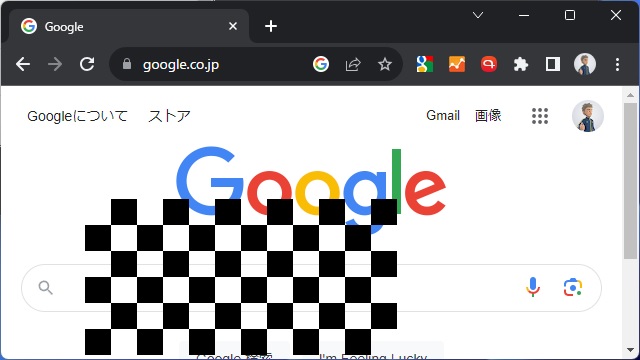 Google Chromeで画面に黒い市松模様が表示される場合の対処法