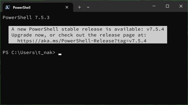 PowerShellで［A new PowerShell stable release is available］が表示された場合の対処法